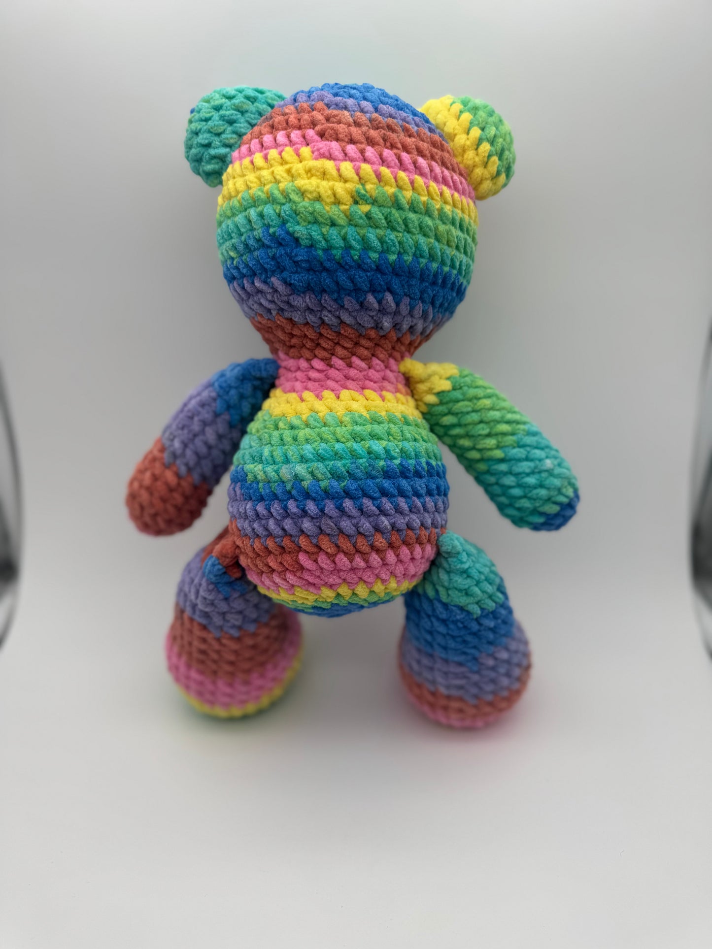 🌈 Rainbow SnuggleStitch Bear – Handmade Crochet Plush